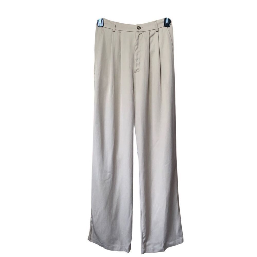 Elegant Cream Women's Wide-Leg Pants
